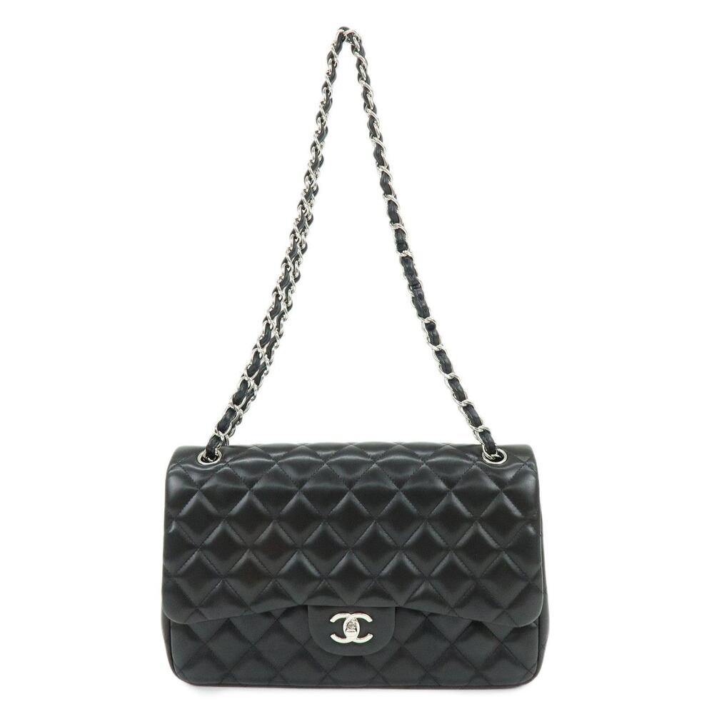 Chanel Lambskin Leather Classic Double Flap Bag 30 Black